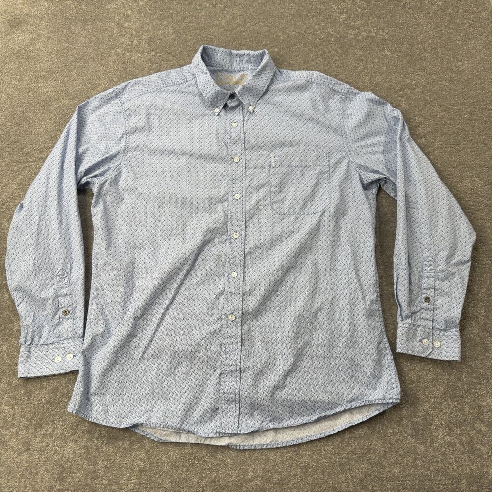CINCH Modern Fit Blue Geometric Print Western Button Down Long‎ Sleeve Shirt XL